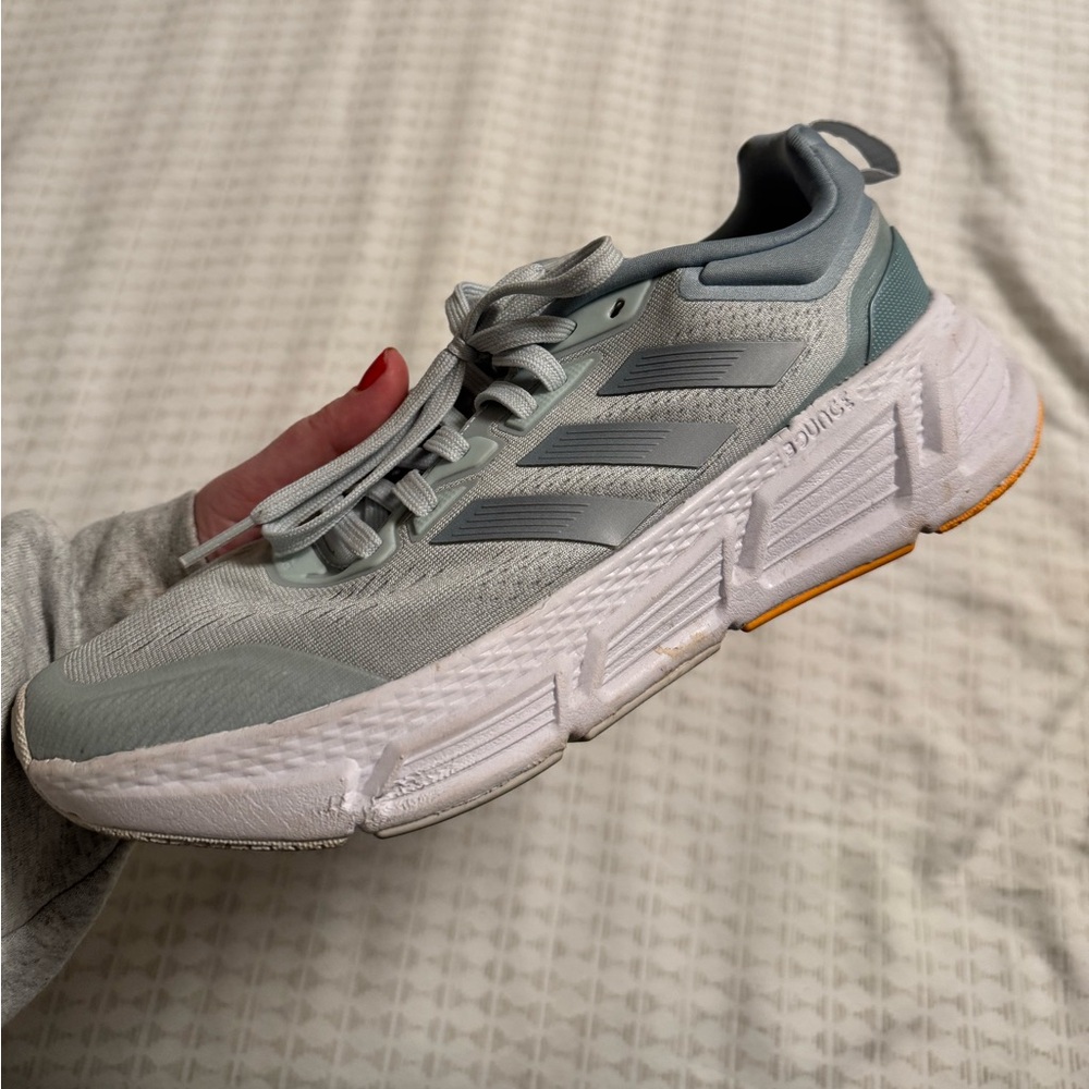 adidas Women's Light Gray and Light Blue Running Sneakers - Picture 4 of 9